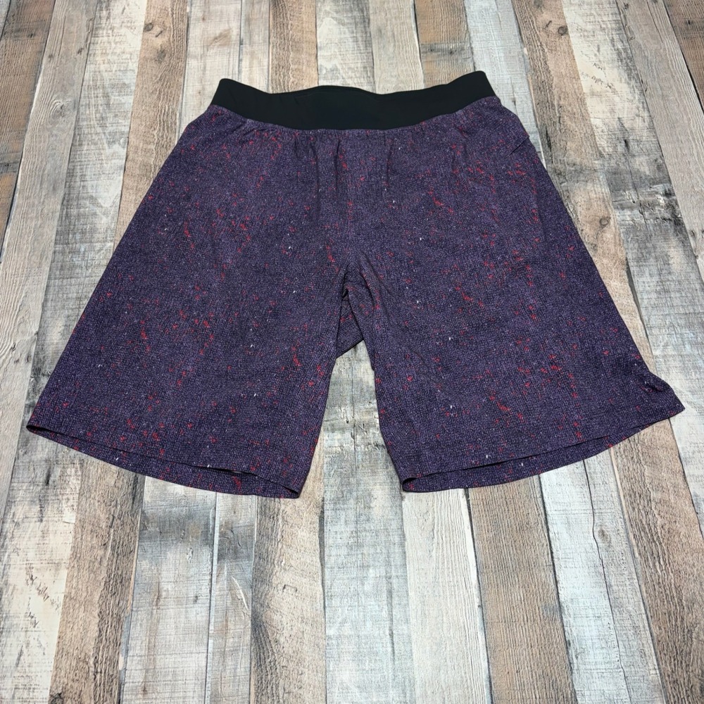 Lululemon Athletic Shorts Mens L Purple Red‎ Space Dye Drawstring Gym Running